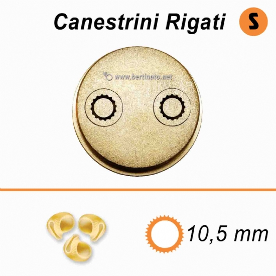 Trafila in Bronzo Speciale Pipe Rigate o Canestrini Rigati - La Fattorina Macchina per fare la pasta fresca  - 1