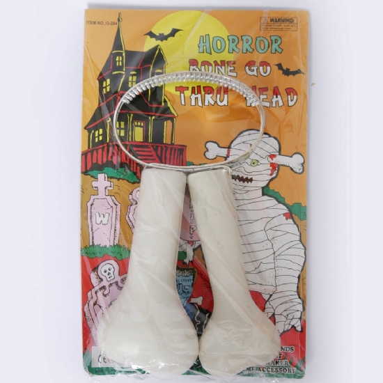 Cerchietto Testa con Osso Infilzato Halloween Bianco Orrore Horror  - 1