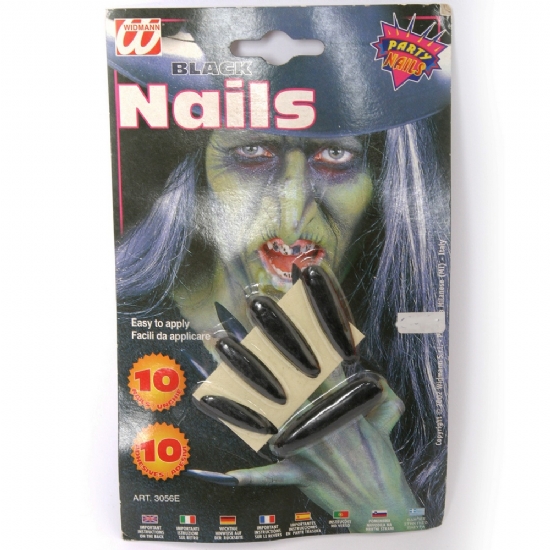 Unghie Lunghe Finte Nere Strega Halloween per Travestimenti Horror Orrore - 1