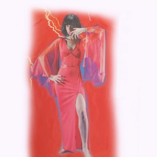Costume Halloween Vestito adulto Red Lady Taglia M - Abito lungo Donna Rossa per Travestimenti Horror Orrore - 1