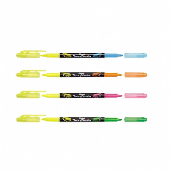 Twin Checker - Pentel - Evidenziatore doppia punta - Fluo Giallo Rosa Fuxia Azzurro Verde Arancione Fluorescente - 1