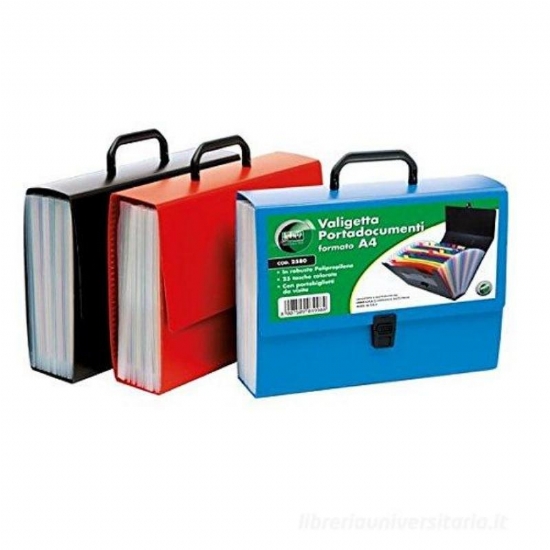Valigetta Portadocumenti Lebez con 25 Tasche Colorate Formato A4 Colori Rosso e Nero - 1
