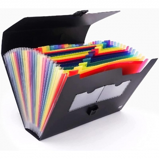 Valigetta Portadocumenti Lebez con 25 Tasche Colorate Formato A4 Colori Rosso e Nero - 2