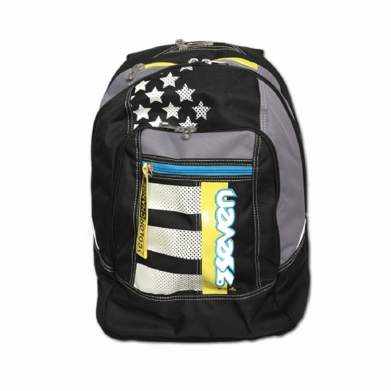 Seven - Zaino Advanced Flags Cambia Colore Colorchange - Colore Nero Grigio Azzurro Giallo Con Stelle e Strisce Grigie - 1