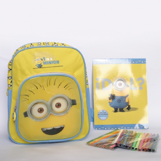 Zaino per Asilo Minions Cattivissimo Me Zainetto per Scuola materna dell'infanzia Asilo - Colori Pastello Pennarello Album Disegno - 2