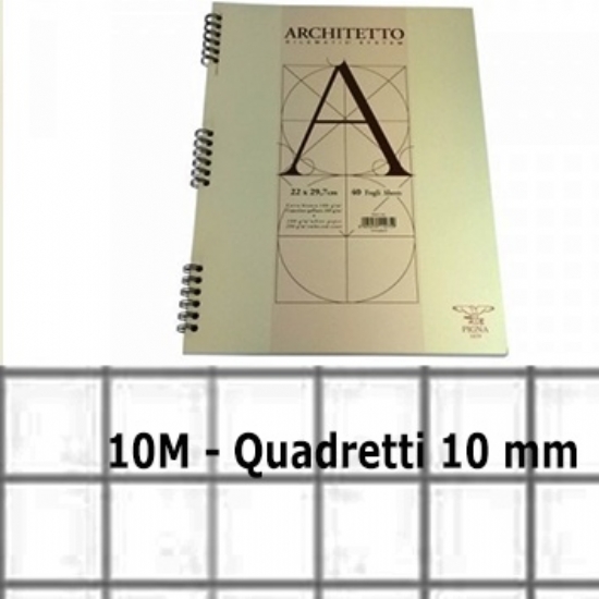 Pigna Block Notes Blocco Spiralato Architetto - 40 Fogli A4 Scuola a Quadretti 10M Rilematic System - 100 grammi - 1