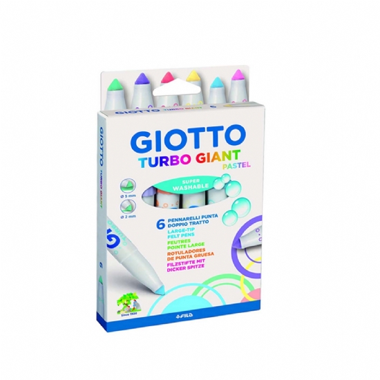 Colori Giotto - Pennarelli Turbo Giant - Punta grossa -  6 pezzi - Pastello Fluorescenti Fluo - 2