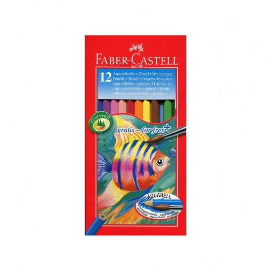 Colori a Matita Acquerellabili - Faber Castell - Matite 12 pezzi - Pennello Acquerello - 1