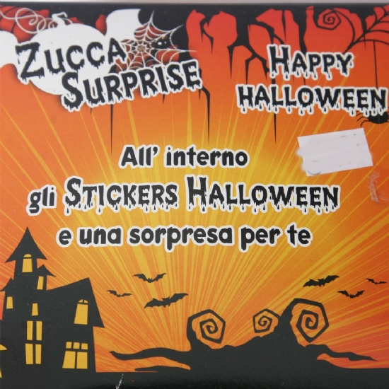 Zucca Arancione Halloween con Viso, con Sorpresa e Stickers per Decorazioni - 2