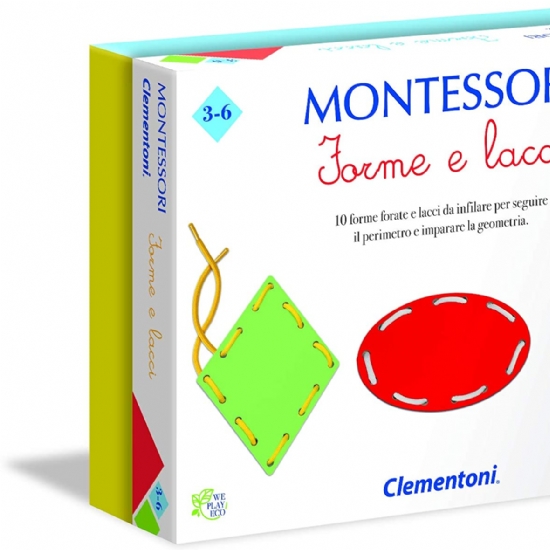Forme e Lacci - Montessori - Gioco in Scatola - Clementoni - Scuola Istruzione Geometria Bambino Bambina - 1