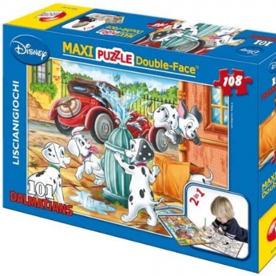 Lisciani - Carica dei 101 - Maxi Puzzle Double Face - 108 pezzi - Gioco in scatola - Bambino Bambina - Cani Dalmata - Walt Disney - 1