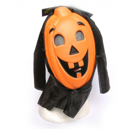 Maschera Viso Faccia da Zucca Arancione Economica Halloween per Travestimenti Horror Orrore - 1