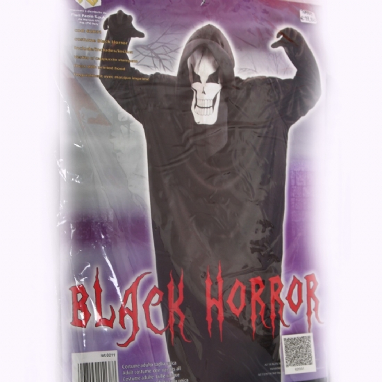 Costume Halloween Vestito Nero Scream adulto Black Horror taglia Unica per Travestimenti Horror Orrore - 1