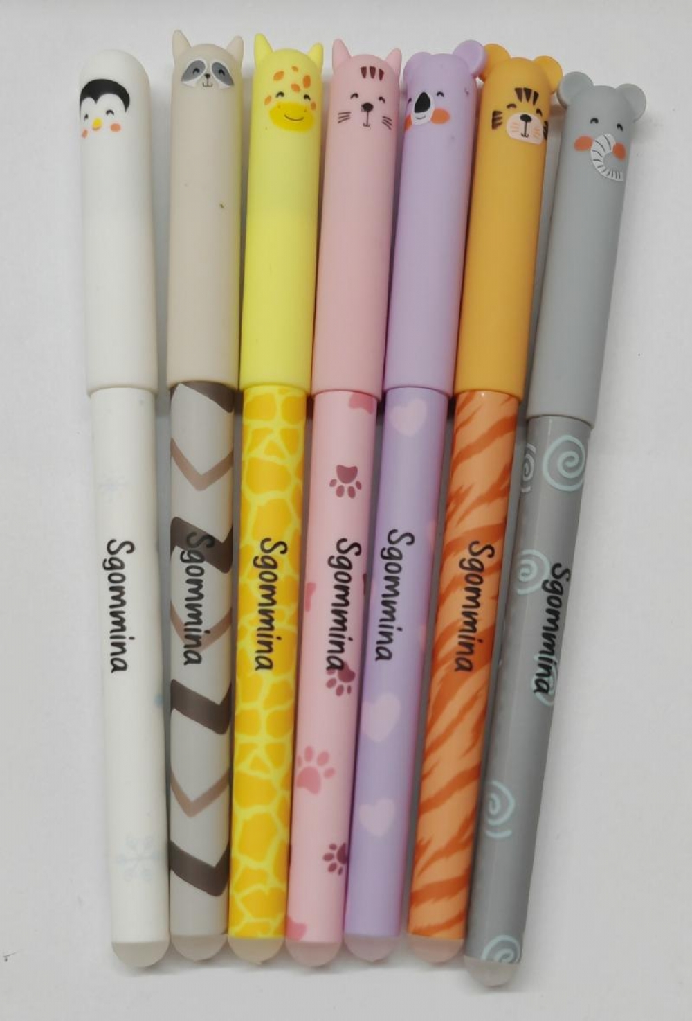 SUPERTOOL - Penna a sfera 0,38 mm con inchiostro in gel in 10 colori. Set di cancelleria da 10 penne per scuola o ufficio con motivo a cartoni animati (Animali tipo C