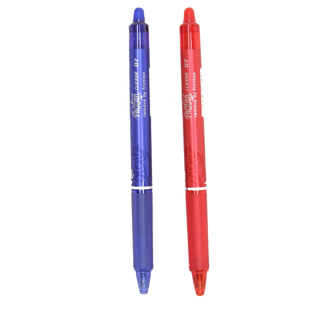 Frixion Pilot - penna gel cancellabile clip Blu Rossa con gomma